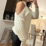Forever 21 WHITE OPEN SHOULDER CABLE KNIT SWEATER Photo 3