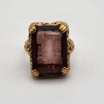 Vintage Sarah Coventry Gold Tone & Purple Glass Adjustable Ring Photo 4