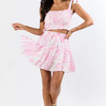 Pink Lily  island inspiration print two piece set Women’s SIZE XS vacation‎ beach Photo 0