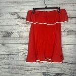Tularosa  Carrie Romper Bright Red Shorts Ruffle Strapless Lg Photo 3