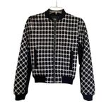 Maje Black White Check Plaid Zip Up Bomber Jacket Women’s Size 36/Small Photo 0