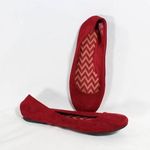 Burgundy Sueded Flats, Women's Size 8 – Chevron Printed Interior Red Photo 0