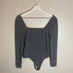 House of Harlow 1960 Bodysuit Women's Size S Dark Gray Long Sleeve Square Neck Photo 2