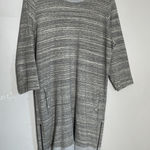 Vince  Melange Rib Trim Mini Shirt Dress Grey Space Dye Long Sleeve Knit Size M Photo 0