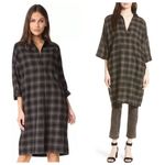 Vince  Plaid Easy Pullover Cotton Cocoon Shirt Dress Small Green Lagenlook Photo 1