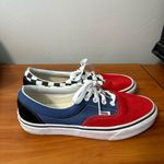 Vans  Authentic Low Top Color Block Red Blue‎ Checkerboard Suede Lace Up Sneaker Photo 2