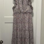 BB Dakota Steve Madden Floral Chiffon Tiered Dress Ruffle Tie Neck Semi Sheer XL Photo 0