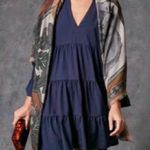 Pomander Place X Tuckernuck Navy Blue Crepe Kenzo Dress Tiered Ruffle Coastal Size M Photo 8