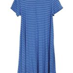 LuLaRoe  Stripe Blue High Low Boat Hem Small Dress Photo 2