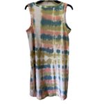 Wonderly Studio Watercolor Tiedye Hippie Women Medium Sleeveless Tank Sun Dress Blue Photo 1
