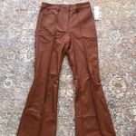 Urban Outfitters $99 NWOT Isabella Faux Vegan Leather Flare Pants Caramel brown Photo 3