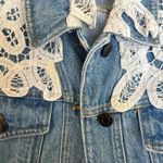 American Vintage ADORABLE VINTAGE 90's Made in USA Cotton denim lace trim vest medium. Photo 7