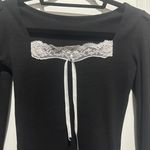 Square neck lace trim bow detail mini dress Black Size XXS Photo 4
