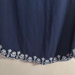 Charter Club  Navy Top with White Floral Trim Photo 3