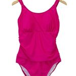 Catalina  One Piece Swimsuit Double Strap Ruched Bathing Suit Magenta Size Large Photo 8