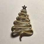 Signed AJC Christmas Tree Pin Brooch Gold Tone Photo 0