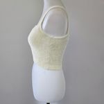 Francesca's Glo Fashion Cream Fuzzy Knit Square Neck Crop Tank Top Size Small Photo 2