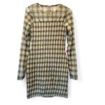 Inland Boutique Green Plaid Mesh Long Sleeve Short Skater Dress Size Small NWT Photo 1