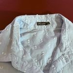 J. McLaughlin  Blouse Womens M Blue Cotton Swiss Dot Button Shirt lightweight Photo 5