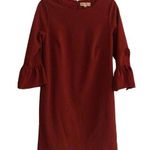 Nanette Lepore BURGUNDY MAROON CREW NECK BELL RUFFLE SLEEVE SHIFT SHEATH DRESS 6 Photo 0
