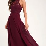 David's Bridal MAROON LACE EVENING GOWN Photo 0