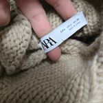 ZARA  Taupe Cable Knit Large Sweater Chunky Knit Wool Blend Minimalist Neutral Photo 7