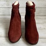 NWT Diba Women's Sleek Suede Bootie in Burgundy Red Gold Hardware Size 8.5 Photo 1