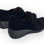 Aquatalia ⌘ Suede Wedge Heeled Loafer Silver Metal Logo Hardware ⌘ Black ⌘ 6.5M Photo 2