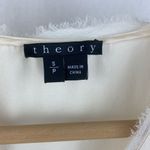 Theory  100% Silk Ivory Cream Sleeveless Ruffle Front Button Up Blouse Top S Photo 5