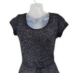 One Clothing Metallic Shimmer Romper Short Sleeve Wide Leg Black Silver Sz Small Photo 2