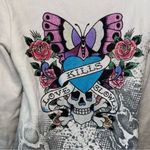 Ed Hardy Don  Christian Audigier White Butterfly Hoodie Sweater Size Small Y2K Photo 7