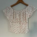 Star City  Vintage Cream Floral Off the Shoulder Puff Sleeve Crop Top Large Boho Photo 3