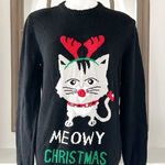 Imagine 8 large meowy chritmas ugly Christmas sweater funny shirt knit Santa Red Photo 0