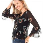 CAbi La Di Da Black Sheer Chiffon Flutter Sleeve Button Up Blouse 5206 Photo 0