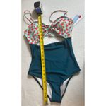 Cupshe NWT Cut-out Blue Floral Hibiscus One-Piece Swimsuit Medium Photo 3