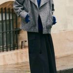 ZARA Boucle Women's Gray Asymmetric Zip Collared Oversized Over Coat Jacket Sz S Photo 2