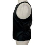 HYFVE fringed racerback tank top, dressy black matte satin women's size small Photo 3