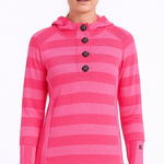 Avalanche  Women's Hoodie Pullover Striped Button Front Thumb Hole Pink‎ M Photo 0