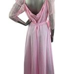 Vintage 1980s Pink Maxi Dress with Mesh and Embroidered Bodice Medium Photo 2