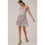 Anthropologie NWT  Forever That Girl Strapless Tube Mini Dress Multi Ivory Small Photo 2