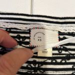 Anthropologie Top XS Womens Shirt Black White Stripe Floral Embroidered Photo 4