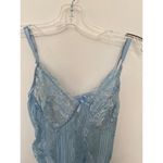 Vintage baby blue embroidered cupped bow tie sheer lace bodysuit size small Photo 1