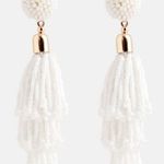 Anthropologie Panacea White Bead Tassel Earrings with Gold Accent - NEW Photo 3