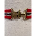 Vintage Snaffel Belt Red Blue Stripe Gold buckle Photo 2