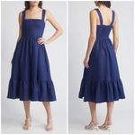 Reformation 💕💕 Rowen Square Neck Smocked Linen Sundress ~ Danube Blue 0 NWOT Photo 6