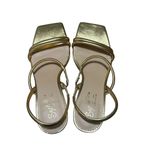 Seychelles  Sz 7 Banks Gold Open Toe Kitten Heel Leather Sandal in Metallic Gold Photo 4
