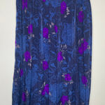 Koret Dark Blue Purple Floral Pleat Skirt Sz Large Whimsygoth Fairy Photo 0