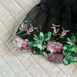 Dolls Kill Electric lingerie Vtg black mesh, Boho grunge fairy goth embroidered cami S Photo 2