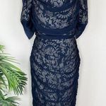 Tadashi Shoji blue embroidered mesh cascade dress Photo 0