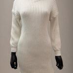 ANRABESS Ivory Ribbed Knit Sweater Pullover Mock Neck XS Soft Stretchy Size 0 Photo 0